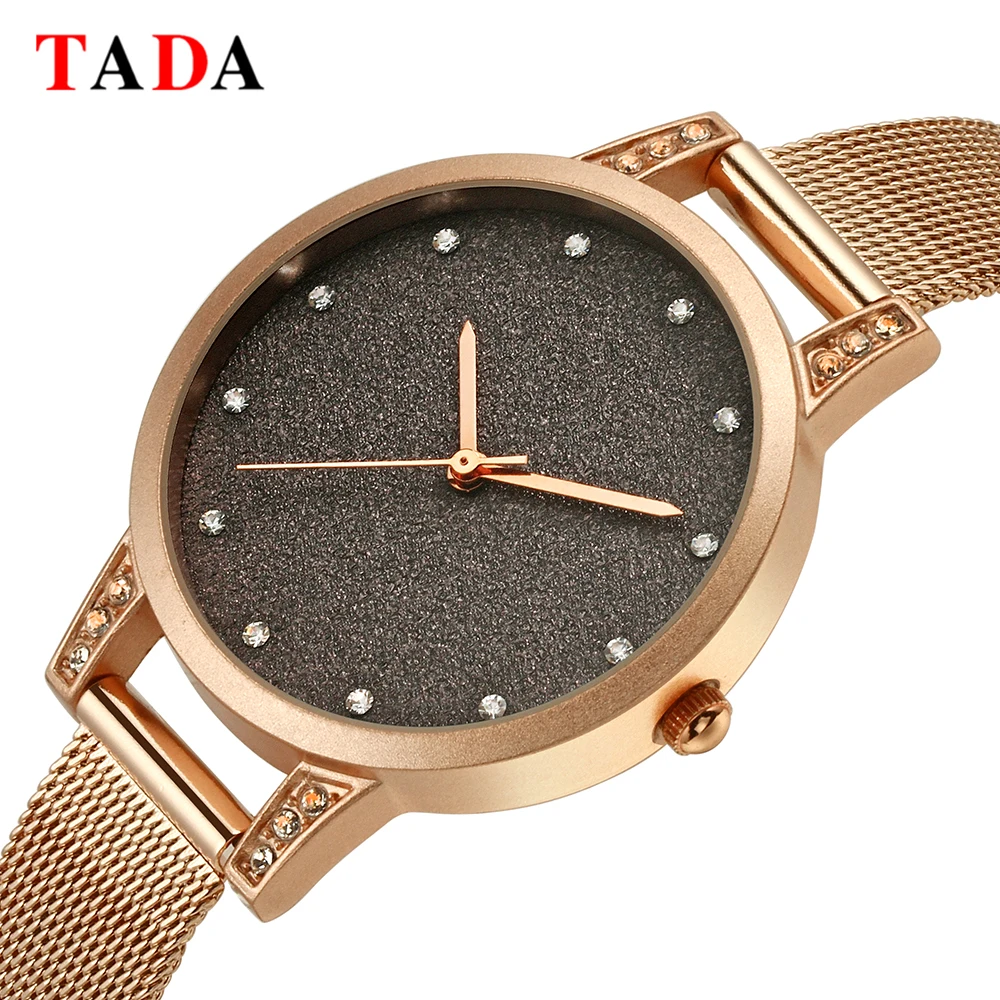 

Tada Brand Watches Charm Rose Gold Stainless Steel Ladies Fashion Crystal Minimalist Quartz Women Watch Montre Femme