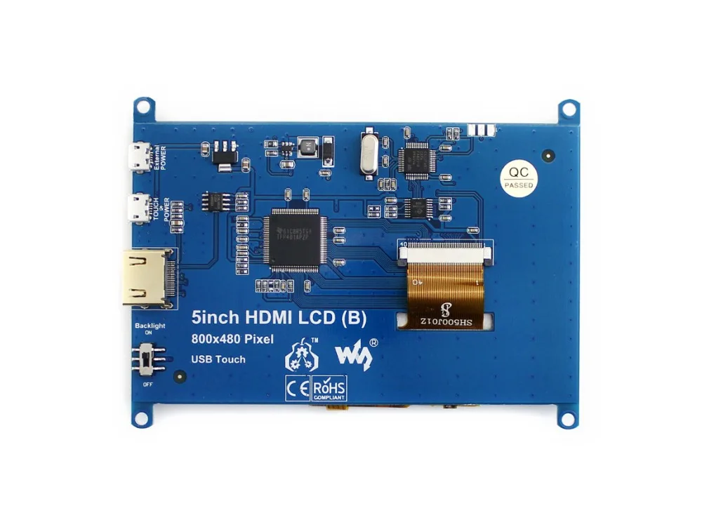 Waveshare 5 дюймовый HDMI LCD (B) с двухцветным корпусом резистивным сенсорным экраном