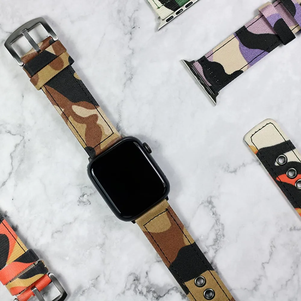 Парусиновые камуфляжные часы браслет для Apple Watch Series 5 4 3 2 1 ремешок iWatch 44/40/42/38 мм