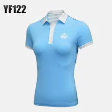 PGM Новая одежда для гольфа женская летняя футболка с коротким рукавом для гольфа рубашка с воротником на пуговицах дышащая и быстросохнущая женская рубашка для гольфа