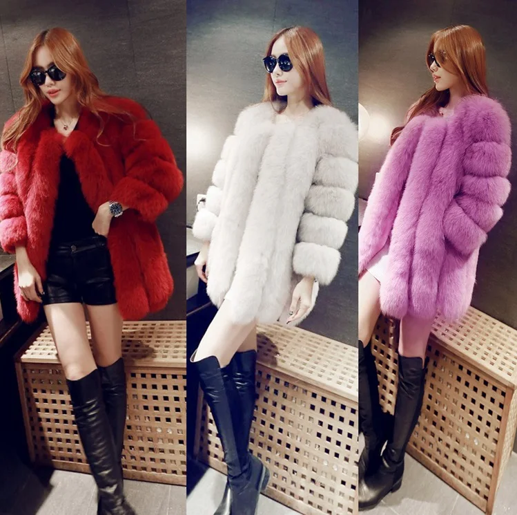 Большие размеры зимние Роскошные искусственного меха лисы пальто мода длинные 11 цветов дополнительно искусственного Меховая куртка теплая Для женщин шубы манто fourrure