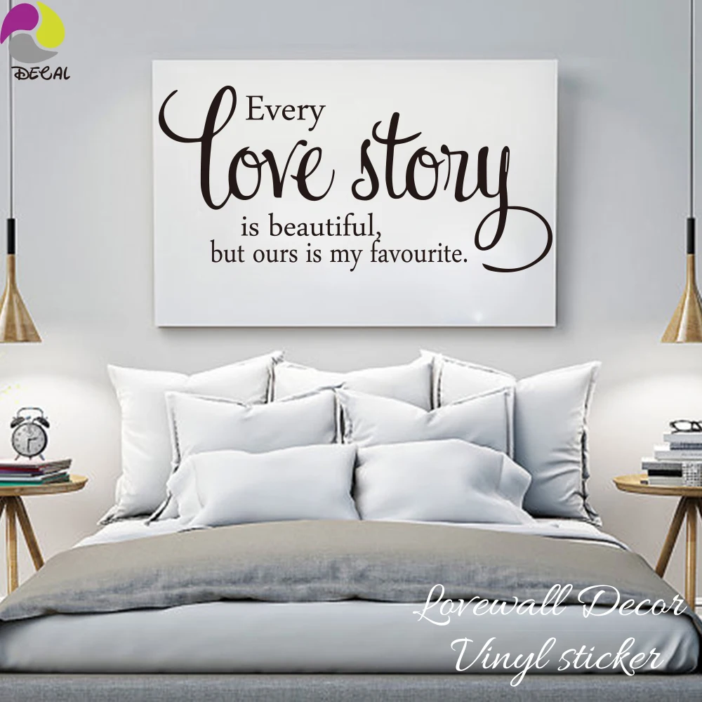 Every Love Story is Beautiful but ours is my favourite Wall Sticker Family Love Quote Wall Decal Bedroom Living Room Vinyl Decor (2)