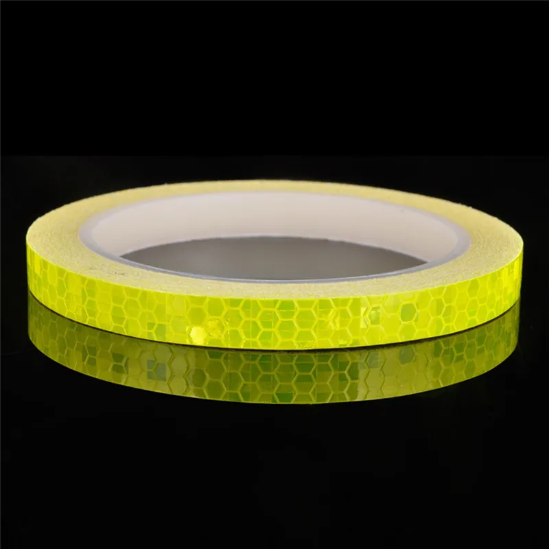 1 cm * 8 m pegatinas reflectantes fluorescentes Reflector de bicicleta motocicleta rueda de seguridad cinta adhesiva de seguridad impermeable