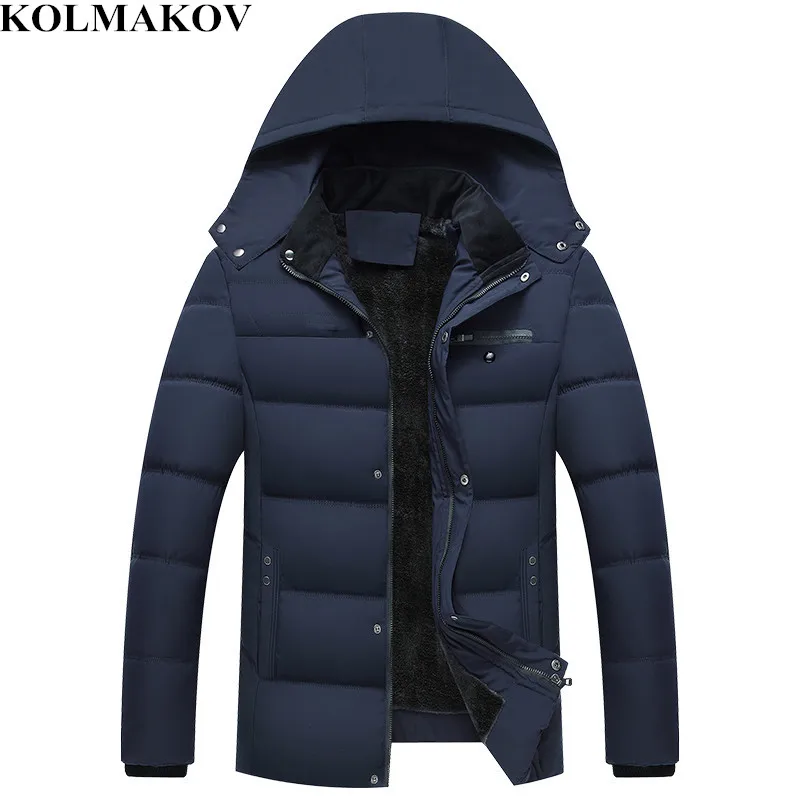 KOLMAKOV Men's Clothing 2018 New Winter Mens Parkas Cotton Hooded Parka Homme Top Quality Thermal Jackets Snow Coats Men XL-4XL