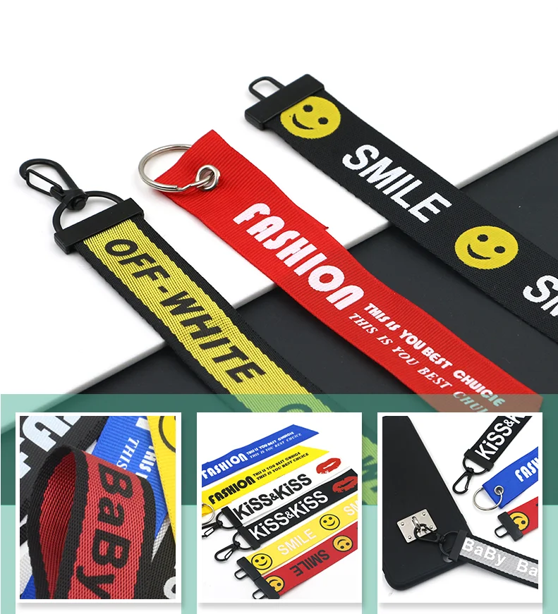 

English letter streamer pendant sweater coat side decorative ribbon mobile phone lanyard keychain clothes zipper piece