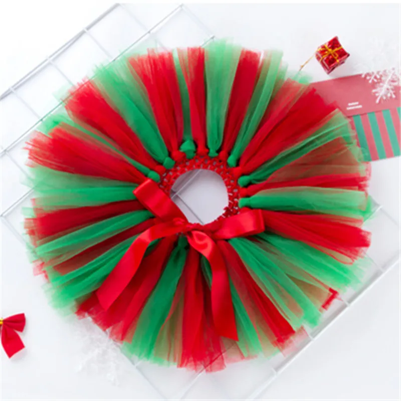 Baby Girls Assorted Colors Handmade Mesh Tutu Skirts For Children Christmas Festival Birthday Short Pettiskirt Clothings 0-2Y