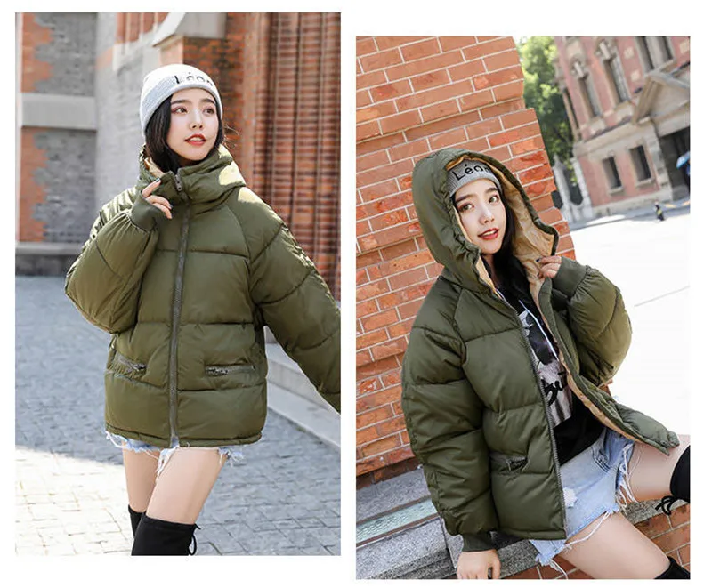 Короткая зимняя женская куртка, Женская парка, пальто большого размера плюс, женская одежда, верхняя одежда, стеганая, харуджуку, Корейская 32