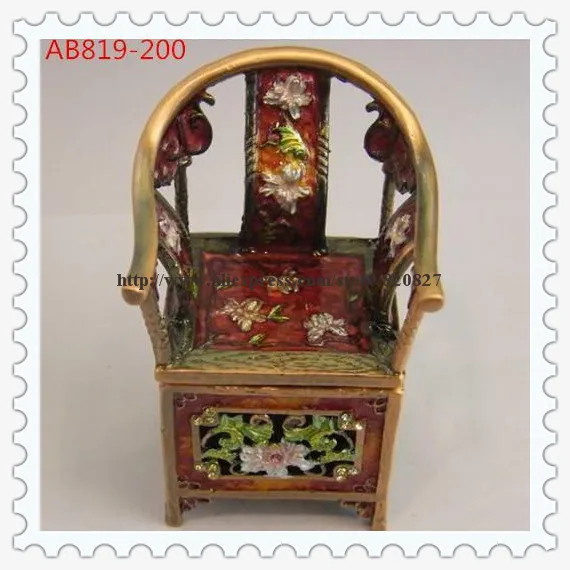Miniature Antique Chair Jewelry Trinket Box Bejeweled Chinese Chair Shaped Decorative Wedding Gift