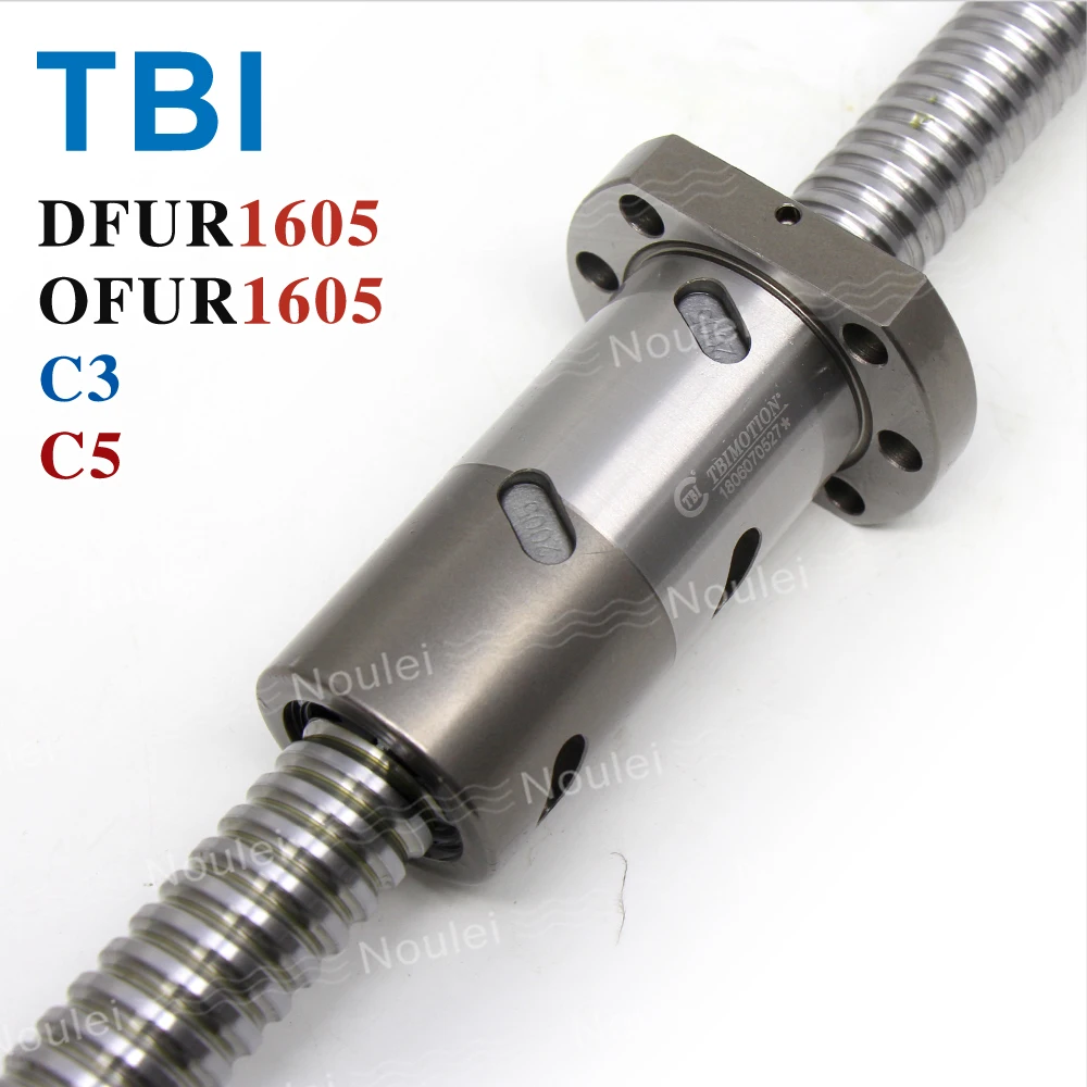 

TBI C3 C5 Ballscrew DFU1605 with Anti Backlash Double nut Ball screw 1605 NEW OFU1605 300mm 500mm 800mm High Precision