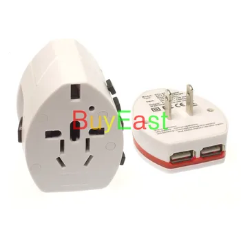 

2 X Universal Global 2 Port USB Travel Plug Adapter Change UK/EU/US/AU/China Plug Works In Over 150 Countries WT or BK color