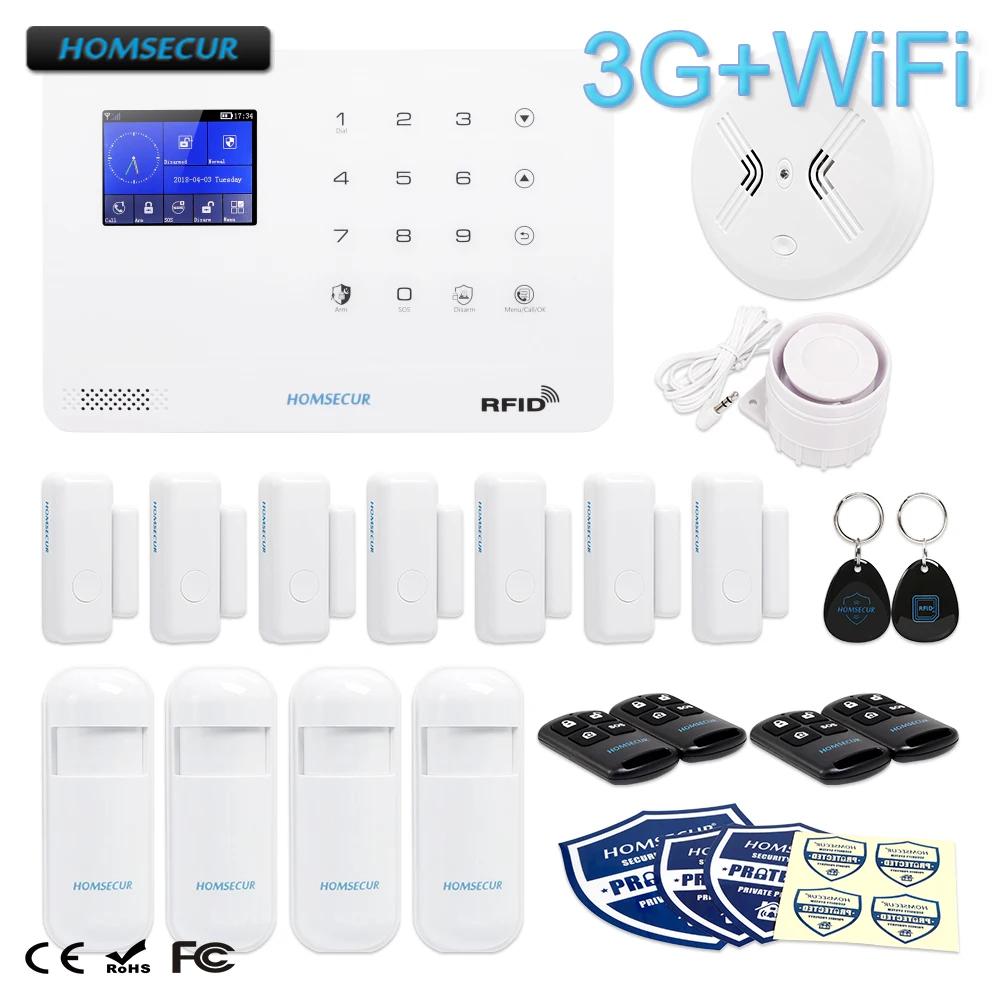 HOMSECUR inalámbrico LCD 3G/GSM RFID SMS Autodial hogar seguridad sistema de alarma LA02-3G