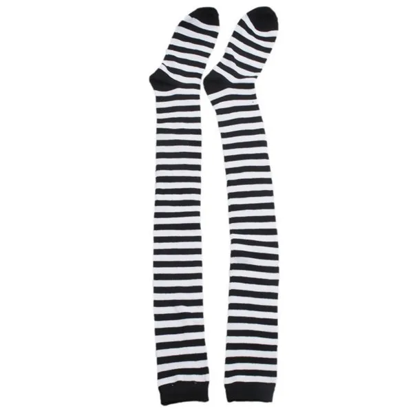 Хлопковые носки выше колена, женские длинные носки, полосатые чулки, зимние теплые цвета, 1 пара, DP672092