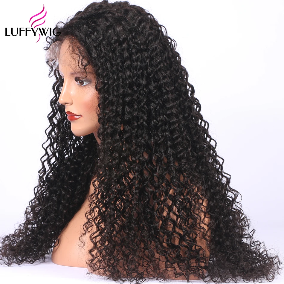 LUFFYHAIR бразильские волосы remy 5x4,5 шелковая основа полный парик шнурка кудрявый парик шнурка волос предварительно выщипанные для женщин детские волосы отбеленные