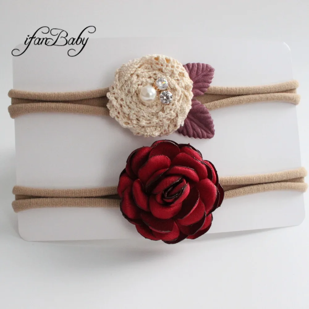 kids girl fabric flower headband nylon headband (7)