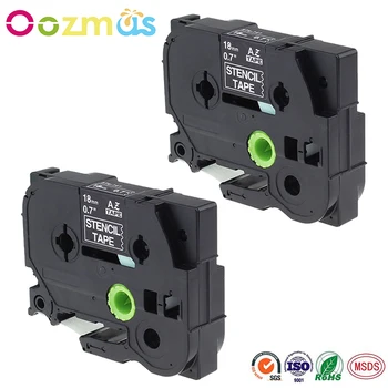 

Oozmas 2 Pack Compatible Brother Stencil Tape STE141 STE-141 for Brother P-touch Label Printers 0.7 Inch x 9.8 Feet (18mm x 3m)