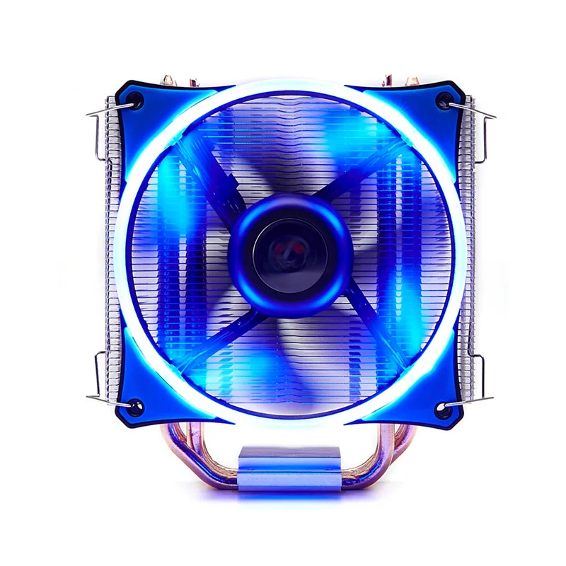 SOPLAY cpu Cooler 4 тепловые трубки 4pin 12 см светодиодный вентилятор ПК компьютер для Intel LGA 115X AMD все серии охлаждения процессора радиатор вентилятор - Цвет лезвия: Синий