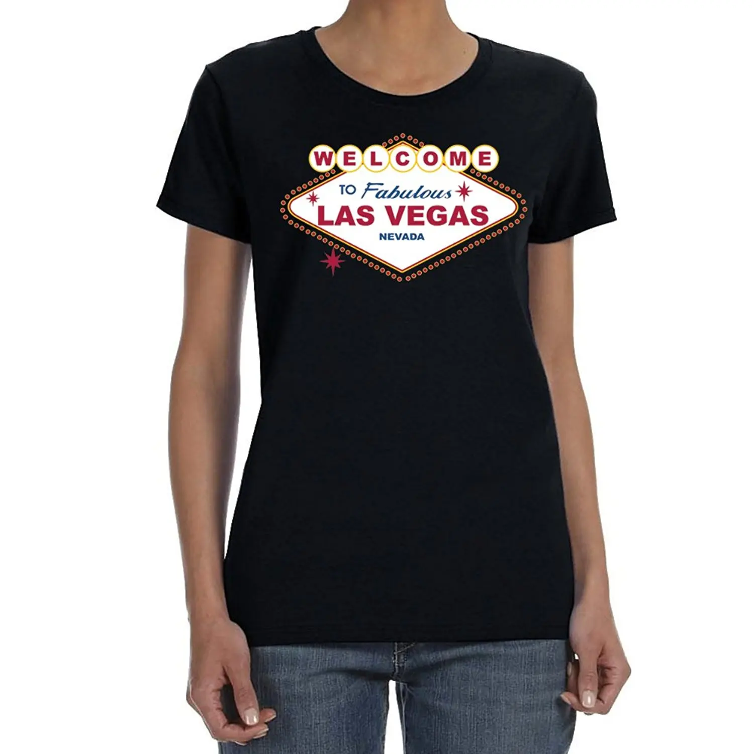 Women's WELCOME TO LAS VEGAS Black T-shirt Womens Tops Fashion Design 100% Cotone T Shirt S-Xl High Quality Top Tee