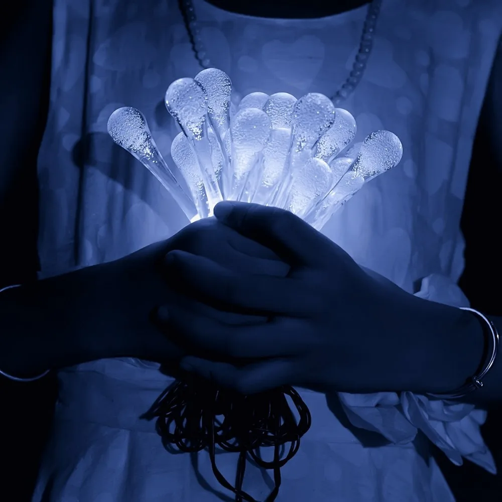 [DBF] Солнечная энергия сказочные гирлянды 20LED Красочные капли дождя солнечное