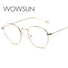 WOWSUN прогрессивные рецепт оправа для очков в ретростиле оптический фотохромные круглая жемчужина очки унисекс A039