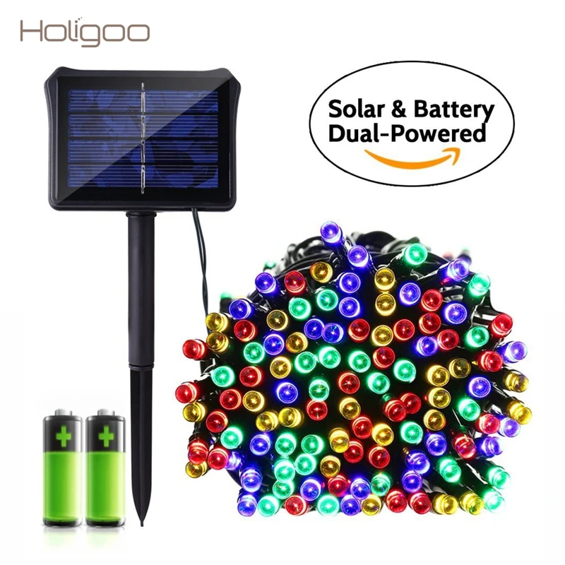 Holigoo Solar Battery Dual Powered Outdoor String Lights ...