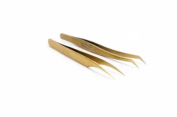 

Gold Eyelash Tweezers For Eyelash Extension 1 PC Tweezer Stainless Steel Premade Fans Lashes Tweezers Free Shipping