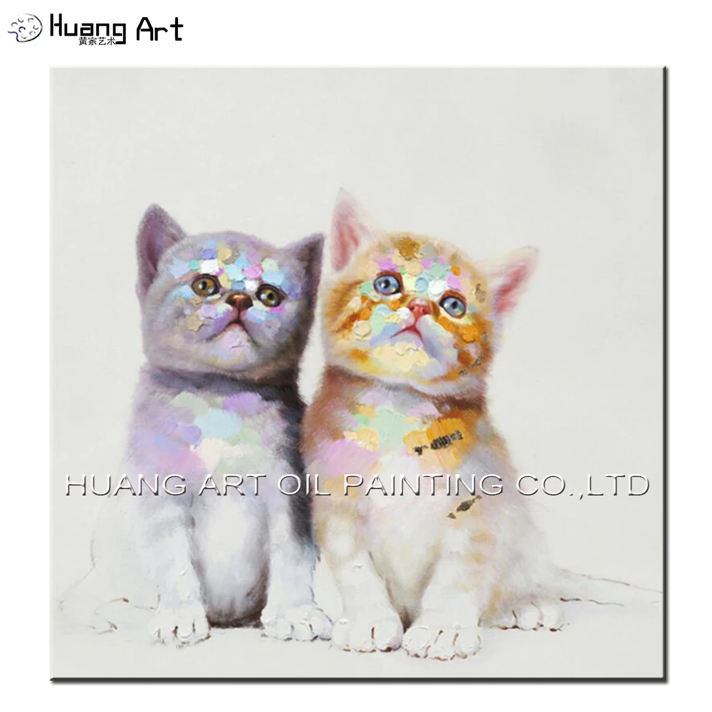 Nuovo Disegno Bello Due Gatti Acrilico Pittura A Olio Pesante Texture Colorate e Moderne Pitture A Olio Astratta Gatto Gattino Decorazione Della Parete in