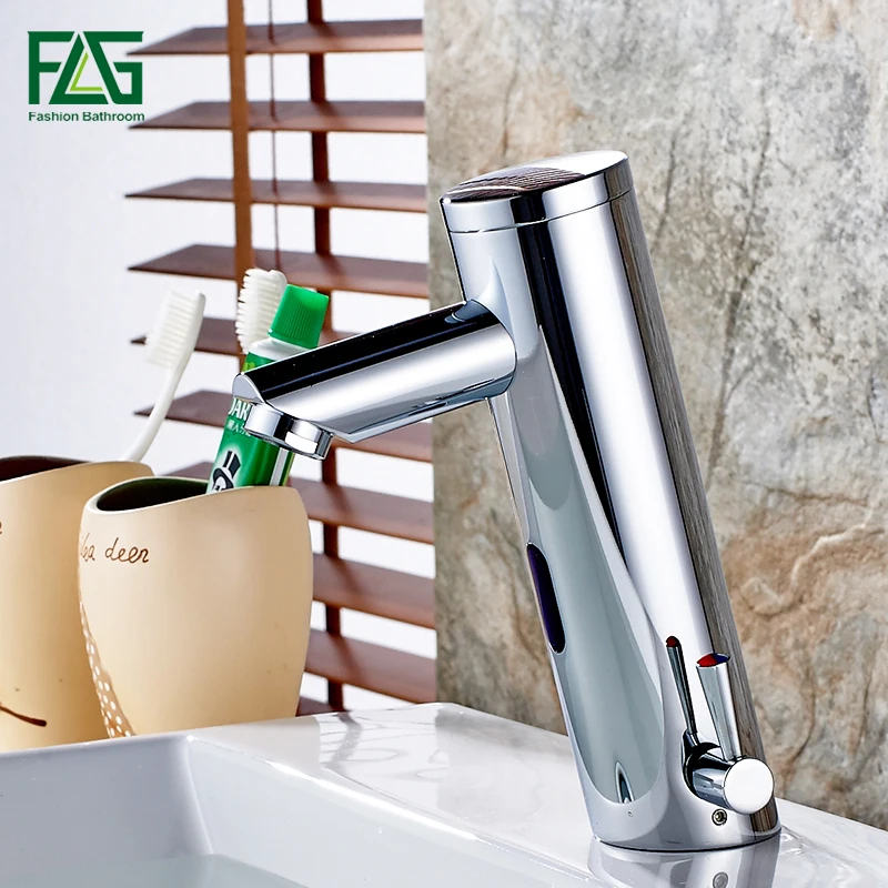 

FLG Hot Cold Mixer Automatic Hand Touch Tap Hot Cold Mixer Battery Power Free Sensor Faucet Bathroom Sink Basin Faucet 697-11C-1