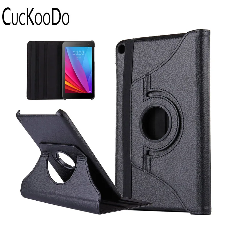 Cuckoodo 100 шт./лот 360 градусов вращения Кожаный чехол с держателем для Huawei MediaPad T1 7.0/t1-701u Личи по горизонтали
