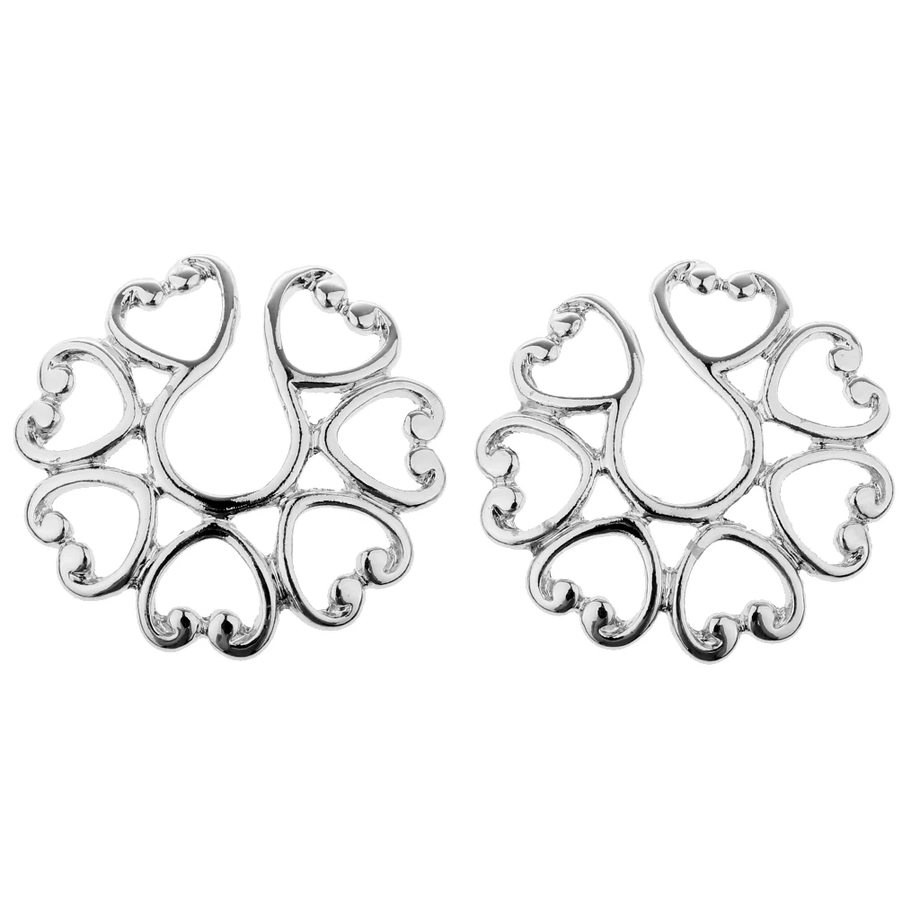 MagiDeal 4Pcs Crystal Stainless Ring Non-piercing Fake Nipple Ring Clip On Adjustable Body Jewelry