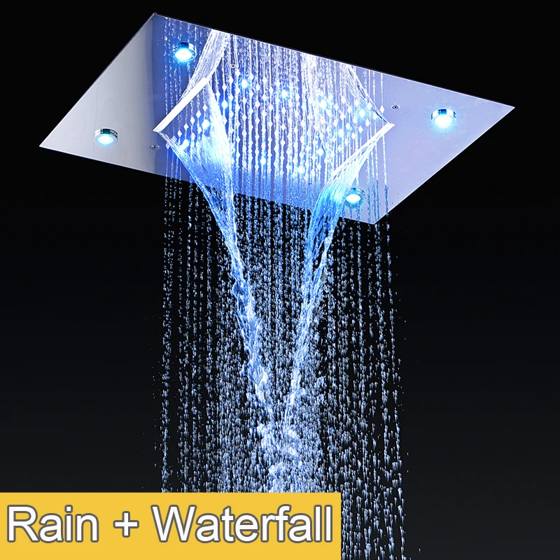 Современный водопад Душевая система светодиодный душ большой дождь контура светодиодный душевой кран Набор горячей и холодной высокой Смеситель потока ванны