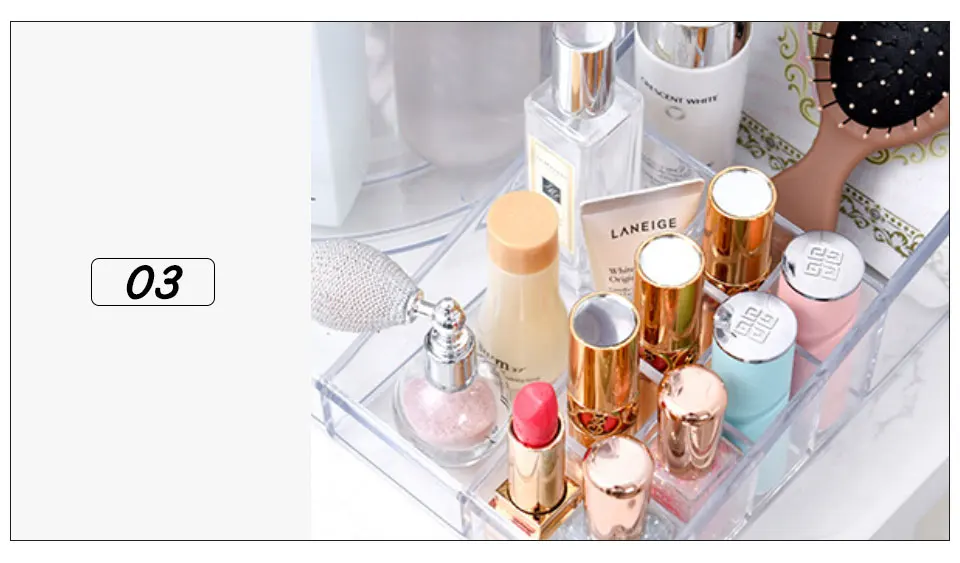 Cosmetic Organizer 360 Rotating Makeup Organizer Plastic Storage Box Acrylic Transparent Brush Holder Lipstick Nail Polish Case  (5)