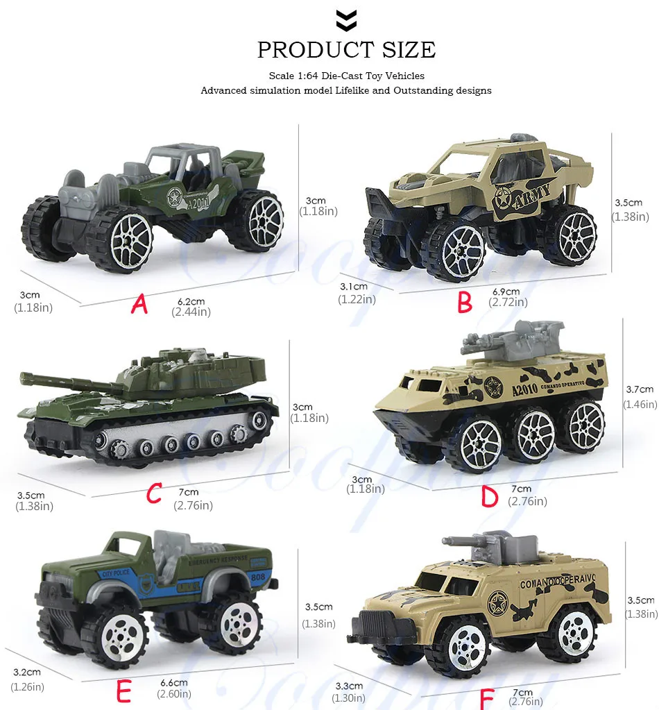 6 шт. 1: 64 Масштаб Мини литые под давлением игрушечные транспортные средства раздвижные Автомобили Модель металлическая военная модель из сплава автомобили Танк транспортные средства для детей}