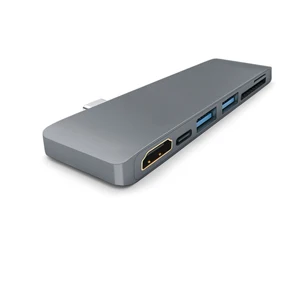 SOVAWIN type-c USB хаб-ридер Rj45 3,0 HDMI 4K USB разветвитель 5 портов адаптер питания для Macbook для samsung TabPro для телефона - Цвет: Gray