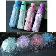 Компактный складной Вишневый зонтик, прозрачный зонтик, три складных 8 ребра, ветрозащитные зонты для женщин, Зонт от дождя, Новинка