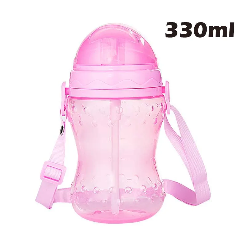 240/330 мл бутылочки для кормления, чашки для младенцев, детская бутылка для воды, молока, мягкий рот, утконос, Сиппи, детские бутылочки для кормления - Цвет: 330ml Pink Strap