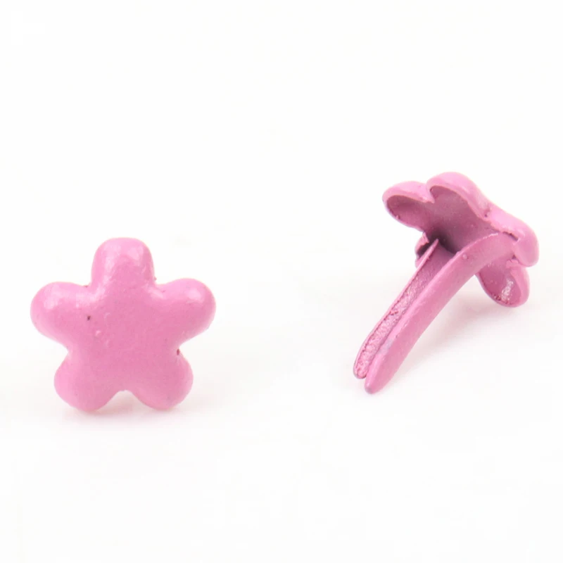 White Pink Pastel Flower Brads Scrapbooking Embellishment Fastener Brads Metal Crafts Diy shoes Decoration Spikes 50PCs 10mm