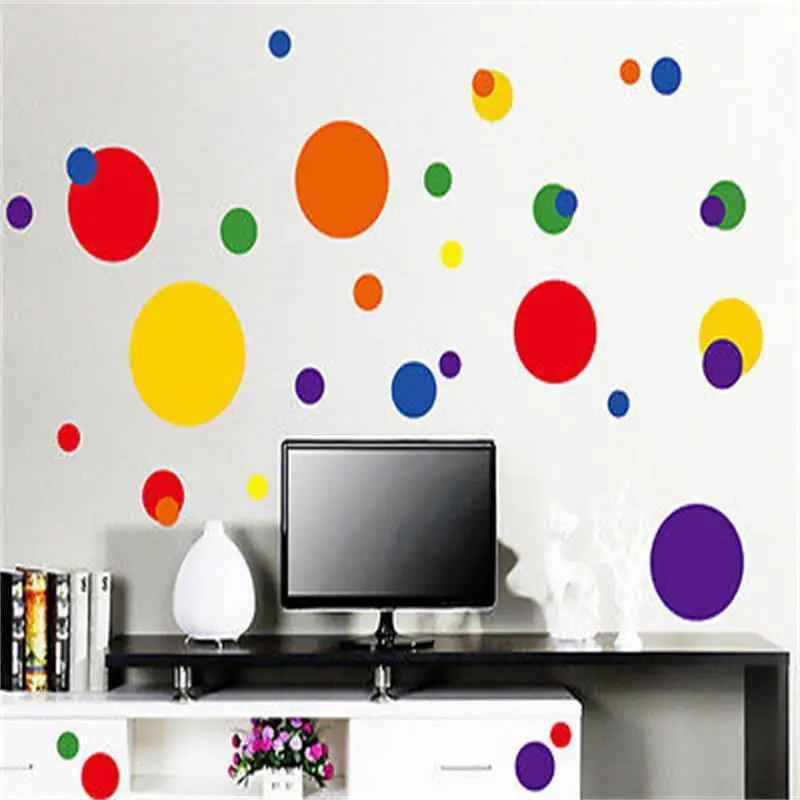 Colorful Polka Circle Bubble Wall Vinyl Sticker Home Decal Mural