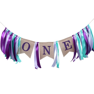 One Year Old Ribbon Dining Chair Linen Flag Bar Decorated Happy Birthday Decoration Party Kids Baby Shower Boy Girl Babyshower One Year Old Ribbon Dining Chair Linen Flag Bar Decorated Happy Birthday Decoration Party Kids Baby Shower Boy Girl Babyshower