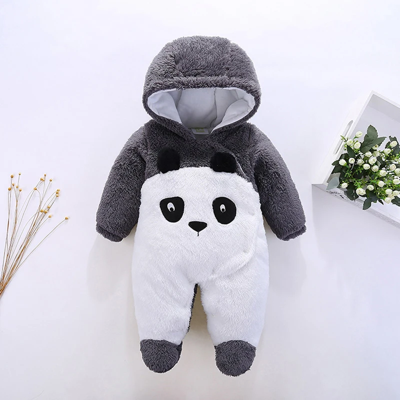 New Baby Cartoon Baby Rompers Winter Warm Kids One-pieces Outdoor Thicken Walking Dress Cute Clothing Babysuit