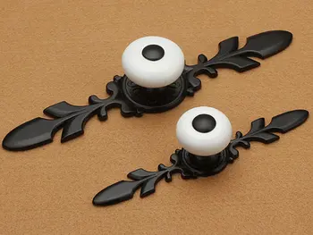 

French Country Black White Dresser Drawer Pulls Back Plate Rustic Kitchen Cabinet Handle Pull Knob Furniture Hardware