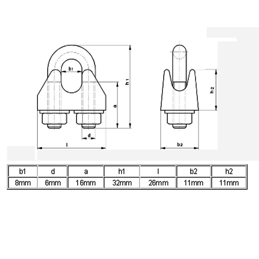 

M6 1/4 Inch 304 Stainless Steel U-Shape Bolt Saddle Clamps Cable Wire Rope Clips 8 pcs