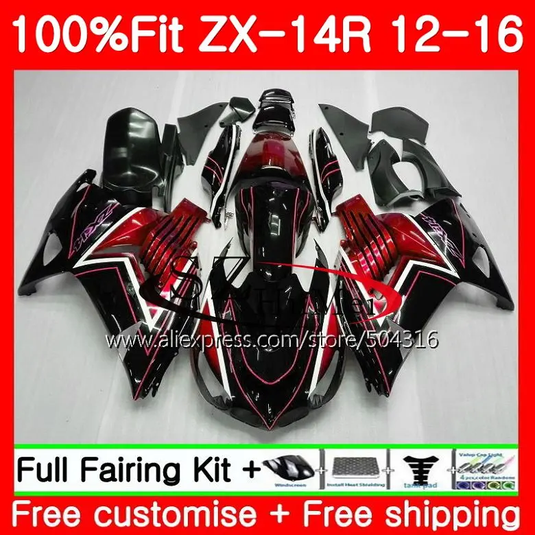 

Injection For KAWASAKI NINJA Red black ZZR 2012 2013 2014 2015 Fairing 1400 ZX 14R ZZR1400 25SH1 ZX14R 12 13 14 15 16 ZX-14R