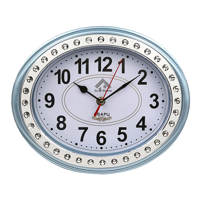 Oval Quartz Wall Clock Modern Chinese Style Design Color Border Living