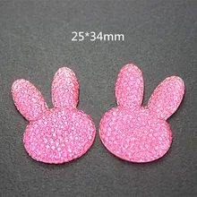 50 шт. 25*34 мм ярко-розовые декорированные кролики с плоской спинкой кабошон для DIY волос Лук Центр Скрапбукинг