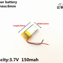 1 шт./лот, 3,7 в, 150 мАч, 601225 полимерный литий-ионный/литий-ионный аккумулятор для игрушек, POWER BANK, gps, mp3, mp4