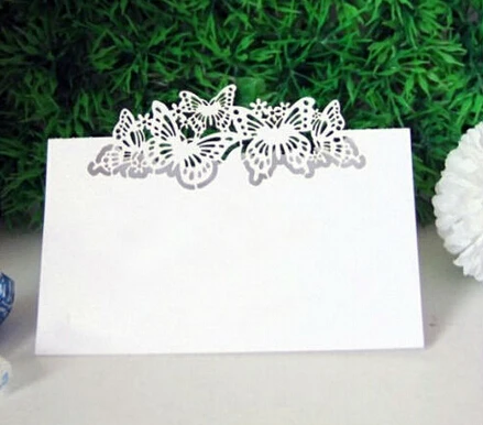 

120pcs/lot Flying Butterflies Shape Paper Place Card Wedding Party Table Centerpiece Number Card Banquet Guest Name Holder wc438