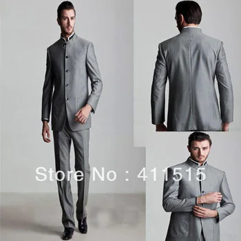 Cena Darmowa Wysyłka/na Zamówienie Garnitur/nowy Styl światła Szary Groom Smokingi Lapel Groomsmen Mężczyźni ślub Pana Młodego Nosić Garnitury/ Na Zamówienie Smokingu