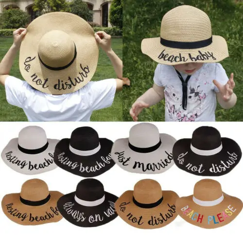

Wide Large Brim Straw Cap Summer Beach Baby girl Travel Floppy Sun Hat Foldable
