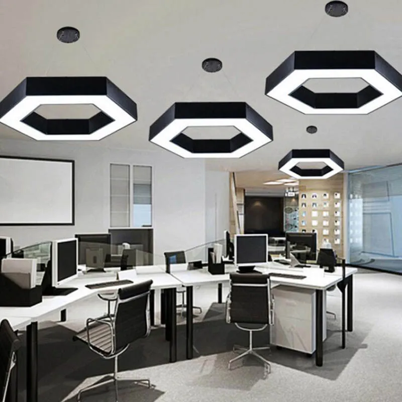 

Modern minimalist led office hollow hexagonal chandelier creative personality honeycomb lighting geometric shaped mosaic light