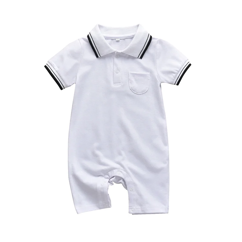 Летний комбинезон для новорожденных мальчиков; комбинезон с короткими рукавами в джентльменском стиле; Одежда для младенцев; одежда для малышей - Цвет: Белый